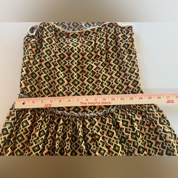 Conditions Apply green pink gold aztec beaded midi sundress sz S boho flowy - Picture 12 of 14